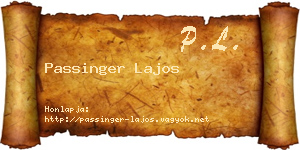 Passinger Lajos névjegykártya